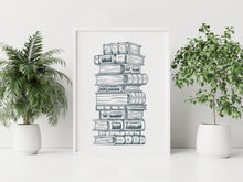 Load image into Gallery viewer, Stack Of Books Art Library Wall Art, Book Nook Decor, Reading Nook Decor, Book Shelf Decor, Bookish Wall Art, Framed & Unframed Options