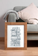 Load image into Gallery viewer, Stack Of Books Art Library Wall Art, Book Nook Decor, Reading Nook Decor, Book Shelf Decor, Bookish Wall Art, Framed & Unframed Options