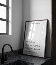 Load image into Gallery viewer, Edgar Allan Poe Quote Print – “I Fell in Love with Melancholy” Black & White Literary Wall Art, Dark Academia Decor, Reading Nook Decor