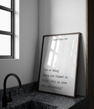 Load image into Gallery viewer, Edgar Allan Poe Quote Print – “I Fell in Love with Melancholy” Black & White Literary Wall Art, Dark Academia Decor, Reading Nook Decor