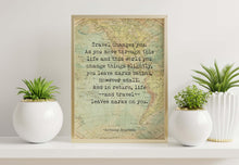 Load image into Gallery viewer, Anthony Bourdain "Travel Changes You" Quote Print Vintage Map Wall Art