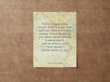 Load image into Gallery viewer, Anthony Bourdain "Travel Changes You" Quote Print Vintage Map Wall Art