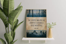 Load image into Gallery viewer, John Muir Quote "The clearest way into the universe is through a forest wilderness." Book Shelf Decor - Framed & Unframed Options