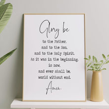 Load image into Gallery viewer, Glory Be Prayer Print "Glory be to the Father..." Modern Catholic Art, Christian Artwork, Framed & Unframed Options