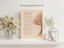 Load image into Gallery viewer, The Oak Tree Poem Encouragement Gift Poster Print - Poetry Wall Art