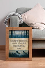Load image into Gallery viewer, John Muir Quote "The clearest way into the universe is through a forest wilderness." Book Shelf Decor - Framed & Unframed Options