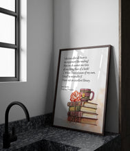 Load image into Gallery viewer, Jane Austen Wall Art "I declare after all there is no enjoyment like reading!" Pride and Prejudice Book Shelf Decor Framed & Unframed