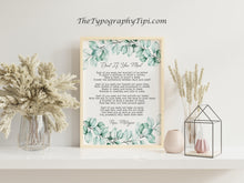 Load image into Gallery viewer, Dust If You Must Poem Print by Rose Milligan Rose Milligan Poem Poster Print - Eucalyptus Wall Art