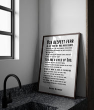 Load image into Gallery viewer, Marianne Williamson Quote Print: "Our Deepest Fear" Feminist Art