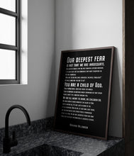 Load image into Gallery viewer, Marianne Williamson Quote Print: "Our Deepest Fear" Feminist Art