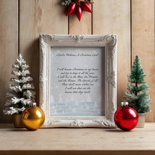 Load image into Gallery viewer, A Christmas Carol Quote Charles Dickens I will honor Christmas in my heart - Literary wall art poster print, physical print without frame