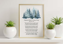 Load image into Gallery viewer, Robert Frost Poem Print: “Stopping by Woods on a Snowy Evening.”