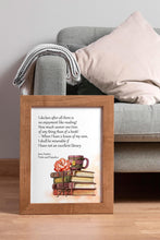 Load image into Gallery viewer, Jane Austen Wall Art "I declare after all there is no enjoyment like reading!" Pride and Prejudice Book Shelf Decor Framed & Unframed