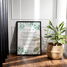 Load image into Gallery viewer, Dust If You Must Poem Print by Rose Milligan Rose Milligan Poem Poster Print - Eucalyptus Wall Art