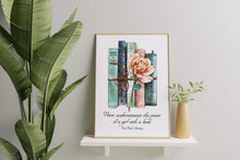 Load image into Gallery viewer, RBG Quote Print: Never underestimate the power of a girl with a book