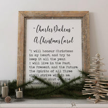 Load image into Gallery viewer, A Christmas Carol Quote Charles Dickens I will honor Christmas in my heart - book lover Print for library quote Framed & Unframed Options