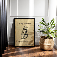 Load image into Gallery viewer, EE Cummings I carry your heart (I carry it in my heart) Anatomical Heart