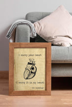 Load image into Gallery viewer, EE Cummings I carry your heart (I carry it in my heart) Anatomical Heart