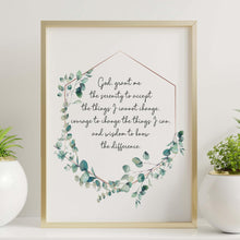 Load image into Gallery viewer, Serenity Prayer Poster Print Sobriety gift Alcoholics Anonymous twelve step recovery - Physical Print Without Frame