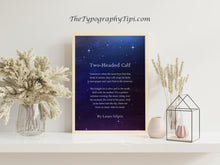 Load image into Gallery viewer, Two Headed Calf by Laura Gilpin Illustrated Poem Print There are twice as many stars as usual - Framed & Unframed Options