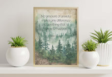 Load image into Gallery viewer, Alan Watts Quote Print - Anxiety Inspirational Wall Art - Mindfulness Poster - Forest Watercolor Decor - Philosophy Print Gift for Thinkers