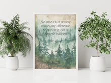 Load image into Gallery viewer, Alan Watts Quote Print - Anxiety Inspirational Wall Art - Mindfulness Poster - Forest Watercolor Decor - Philosophy Print Gift for Thinkers