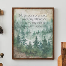 Load image into Gallery viewer, Alan Watts Quote Print - Anxiety Inspirational Wall Art - Mindfulness Poster - Forest Watercolor Decor - Philosophy Print Gift for Thinkers