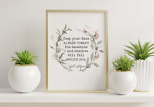 Load image into Gallery viewer, Walt Whitman Quote Print – “Keep your face toward the sunshine”