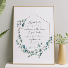 Load image into Gallery viewer, Eleanor Roosevelt Quote Print: "A good leader inspires..."
