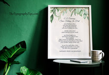 Load image into Gallery viewer, E.E. Cummings Poem Art Print: Watercolor Leaves, Home Decor
