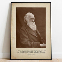 Load image into Gallery viewer, Charles Darwin Quote It is not the strongest of the species that survives... the most adaptable to change - Framed & Unframed Options
