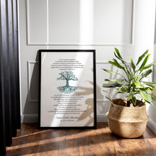 Load image into Gallery viewer, Wedding Reading "One Tree Not Two" Captain Corelli Mandolin, Love is a temporary madness wedding poem wall art - Framed And Unframed Options