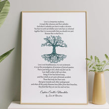 Load image into Gallery viewer, Wedding Reading "One Tree Not Two" Captain Corelli Mandolin, Love is a temporary madness wedding poem wall art - Framed And Unframed Options