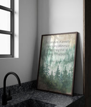 Load image into Gallery viewer, Alan Watts Quote Print - Anxiety Inspirational Wall Art - Mindfulness Poster - Forest Watercolor Decor - Philosophy Print Gift for Thinkers