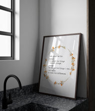 Load image into Gallery viewer, Serene Prayer Print The Serenity Prayer Poster - Sobriety gift Alcoholics Anonymous twelve step recovery Framed & Unframed Options