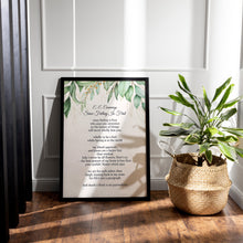 Load image into Gallery viewer, E.E. Cummings Poem Art Print: Watercolor Leaves, Home Decor