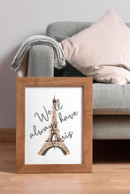 Load image into Gallery viewer, We'll Always Have Paris Casablanca Quote Art Print - Minimalist Eiffel Tower Watercolor Wall Art, Framed or Unframed, Classic Movie Quote