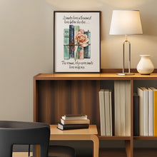 Load image into Gallery viewer, Book Lover Gift "A reader lives a thousand lives before she dies..." Bookshelf Decor