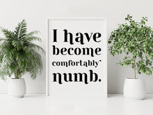 Load image into Gallery viewer, Pink Floyd Comfortably Numb Wall Art - Lyrics Print