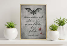 Load image into Gallery viewer, Dracula Book Quote Print Bram Stoker The light of all lights, Literary Wall Art Framed & Unframed Options