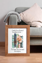 Load image into Gallery viewer, Book Lover Gift "A reader lives a thousand lives before she dies..." Bookshelf Decor