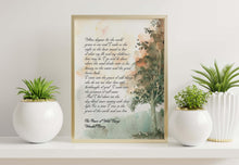 Load image into Gallery viewer, Wendell Berry Poem Print: Watercolor Forest Art, "Peace of Wild Things"