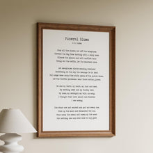 Load image into Gallery viewer, Funeral Blues or Stop all the clocks W. H. Auden, Funeral Sign, Sympathy Gifts, Celebration Of Life, Memorial Poem,