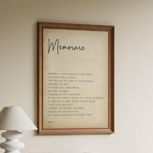 Load image into Gallery viewer, Memorare Prayer Print Remember prayer Framed Prayer Print - Catholic Prayer - Christian wall art - Framed and unframed versions