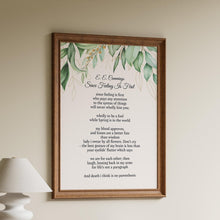Load image into Gallery viewer, E.E. Cummings Poem Art Print: Watercolor Leaves, Home Decor