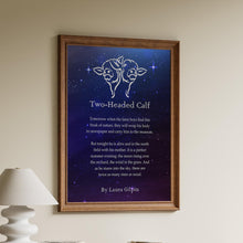 Load image into Gallery viewer, Two Headed Calf by Laura Gilpin Illustrated Poem Print There are twice as many stars as usual - Framed & Unframed Options