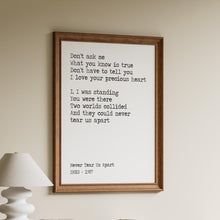 Load image into Gallery viewer, INXS “Never Tear Us Apart” Lyrics Print