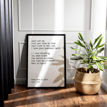 Load image into Gallery viewer, INXS “Never Tear Us Apart” Lyrics Print