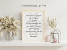 Load image into Gallery viewer, She Was Beautiful F Scott Fitzgerald Quote Valentines Gift For Her