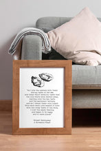 Load image into Gallery viewer, Ernest Hemingway Quote Print, As I ate the oysters... A Moveable Feast Book, Oyster Print in Black and White Unframed & Framed Options